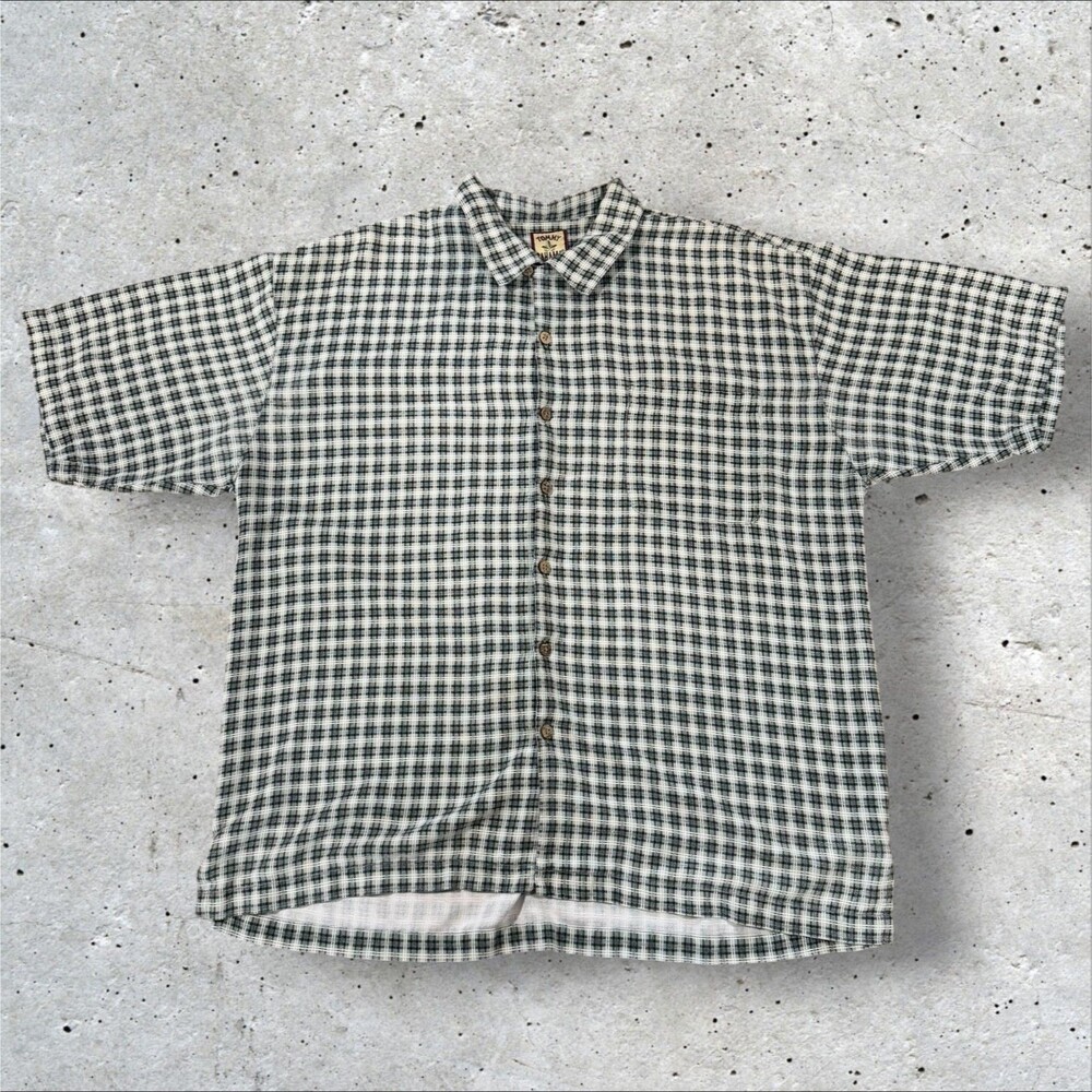 Vintage Tommy Bahama 100% Silk Plaid Camp Shirt Mens XXL Short Sleeve Button Up